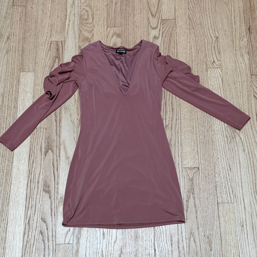 Express Mini Dress Mauve Long Sleeve